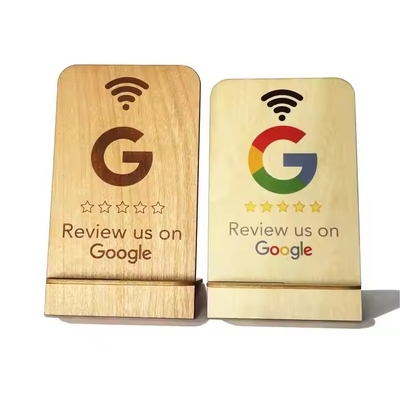 Google-Bewertung NFC Holzstand Anzeige Geschäftsbewertungen Smart NFC Holzstand für Restaurant Wifi-Verbindung